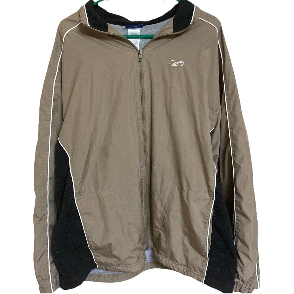 REEBOK Activewear men’s jacket in XL tan and black with grey inner lining